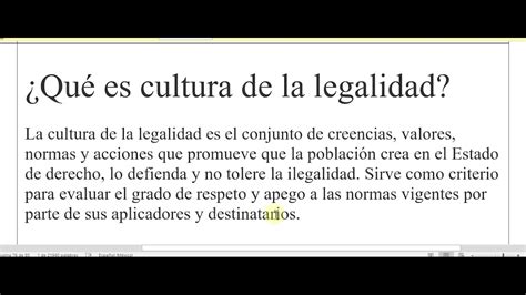 Qu Es La Cultura De La Legalidad Explicaci N De La Actividad Youtube