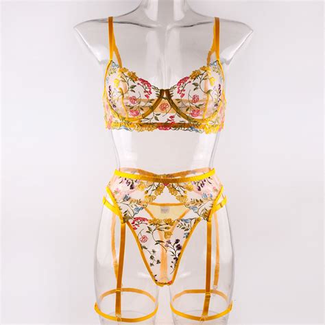 Flower Piece Lingerie Set Transparent Underwear Bra And Thong Set China Underwear And Women