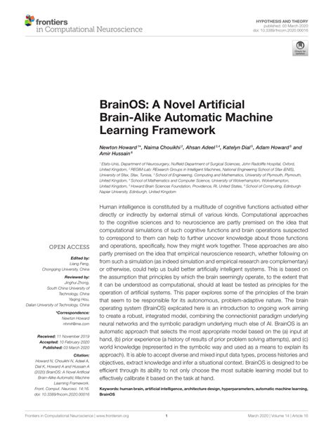 Pdf Brainos A Novel Artificial Brain Alike Automatic Machine