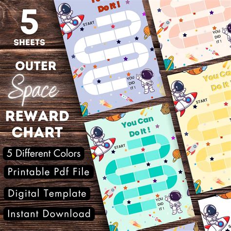 Outer Space Reward Chart Printable Achievement Chart Spaceship