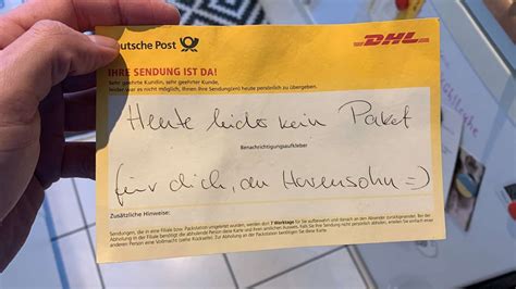 Dhl Bote Mit Grober Notiz Kein Paket F R Dich Du H Hn