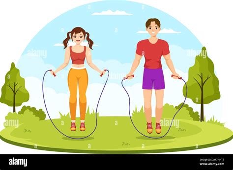 Jump Rope Ilustración con personas jugando Skipping Wear Ropa deportiva