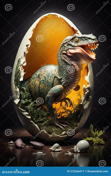 Baby Dinosaur Nesting Out Of An Egg Dinosaur Coming Out Of An Egg