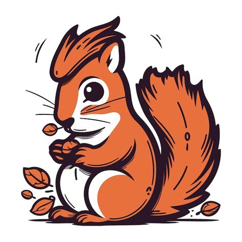 Premium Vector Squirrel With Nut Vector Illustration Of A Squirrel In