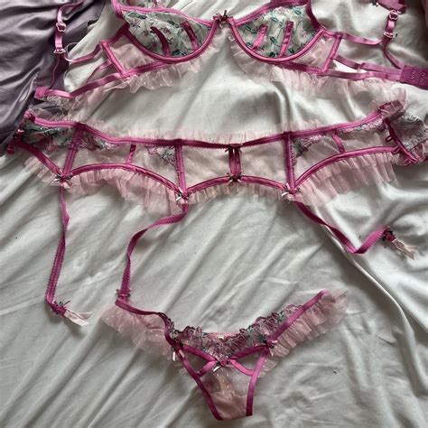 For Love And Lemons Pink Lingerie Set Size S Depop
