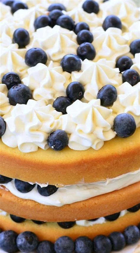 Blueberries And Cream Cake Beautiful And Simple Homemade Yellow