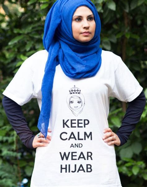 White Keep Calm And Wear Hijab Printed T Shirt Hijabbella How To