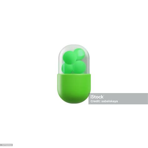 Green Medical Capsule 3d Vector Illustration Isolated On White