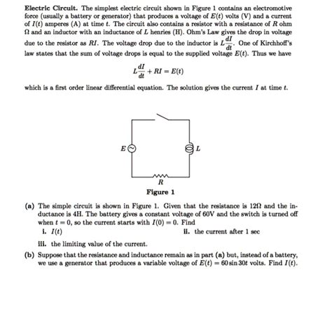 Solved Electric Circuit The Simplest Electric Circuit Shown In Figure