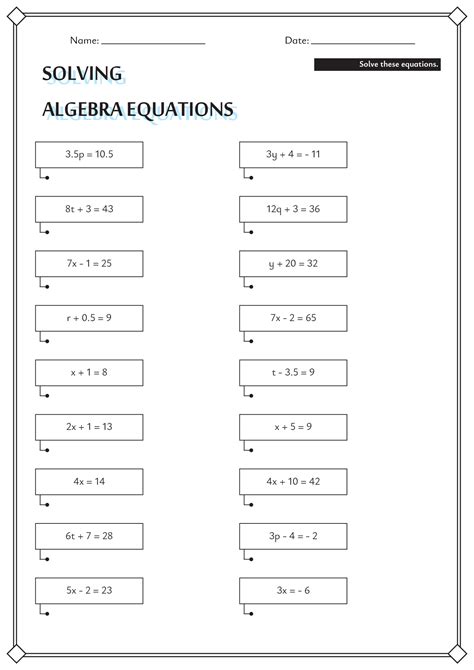 Linear Equations Algebra 1 Practice