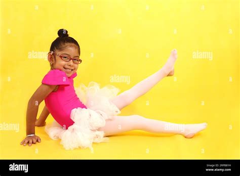 Year Old Latina Brunette Girl Dressed As A Ballerina Practices Sport As Therapy And Adhd