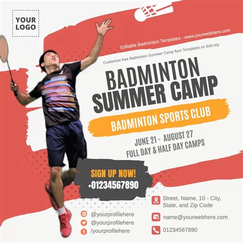 Free Badminton Club Poster Templates