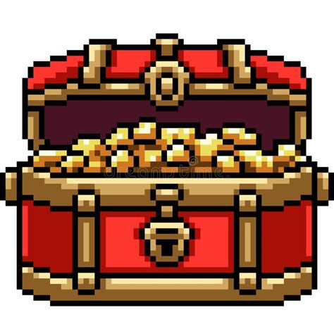 Pixel Art Of Gold Treasure Chest Stock Vector Illustration Of Rich