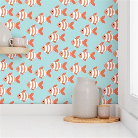 Little adorable clownfish - cutesy sea Wallpaper | Spoonflower