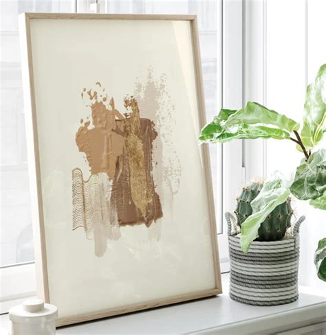 Quadro Decorativo Quadro Decorativo Retangular Ink Texture Marrom Nude Off