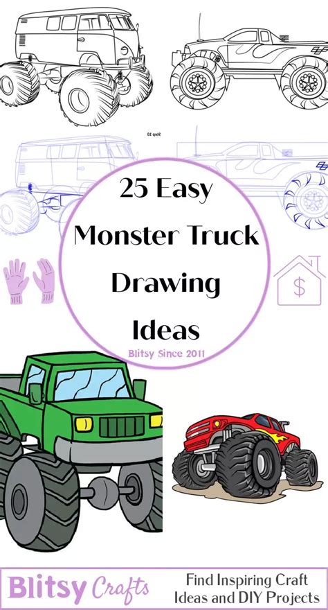 Easy Monster Truck Drawing Ideas How To Draw Monster Truck Drawing