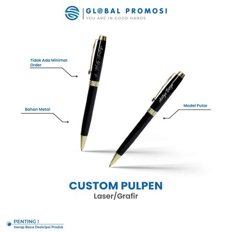 Jual Pulpen Custom Ballpoint Pulpen Metal Exclusive Pen Besi Motif Gold