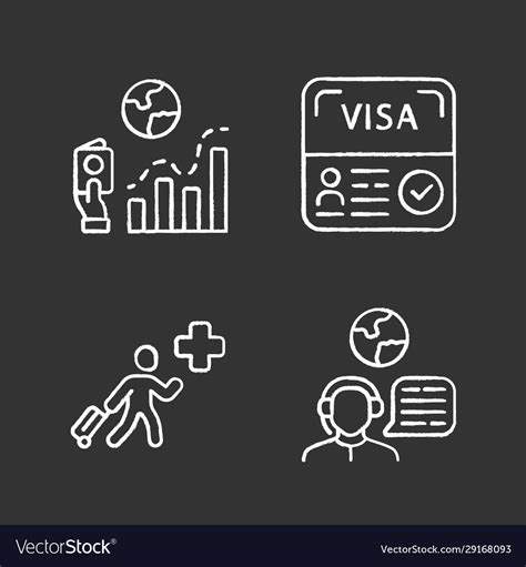 Immigration Chalk Icons Set Migration Rate Start Vector Image