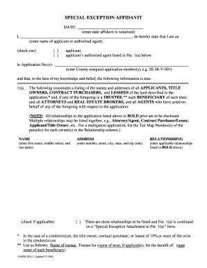 Fillable Online Fairfaxcounty Special Exception Affidavit Special