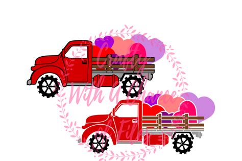 Valentines Day Svg Vintage Red Truck Svg Hearts Svg Farm Truck