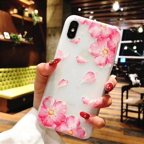 Buy Pretty Relief Embossed Printing Flower Soft Tpu Phone Case For