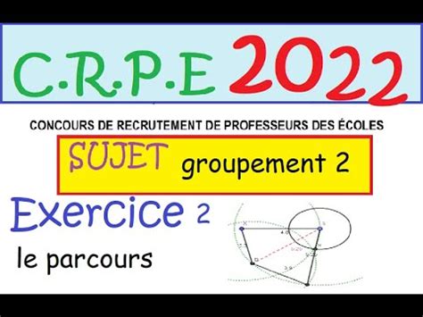 CRPE 2022 sujet maths corrigé groupement 2 ex2 le parcours vitesse