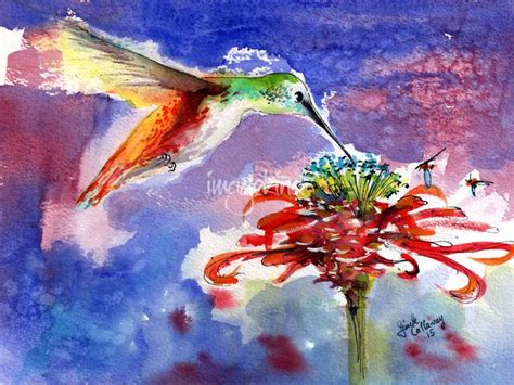 Hummingbird Flower Painting at PaintingValley.com | Explore collection ...