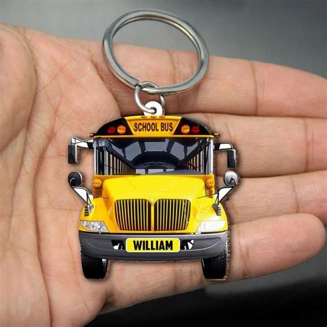 Personalized School Bus Keychain, Custom Name Flat Acrylic Keychain fo ...