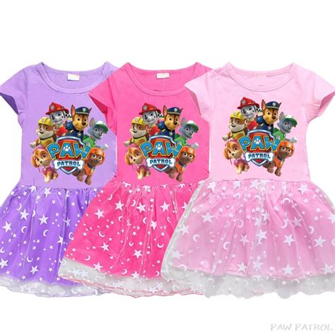 Paw Patrol Girl Cotton Dress Kids Girls Summer Dress Toddlers Short