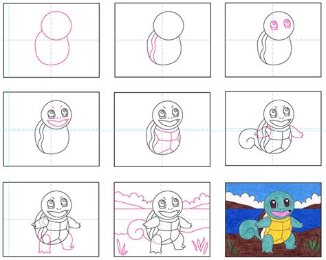 Easy How To Draw Squirtle Tutorial And Squirtle Coloring Page — Jinzzy