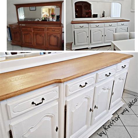 Buffet chêne relooké blanc craie bois naturel by Kristar my déco