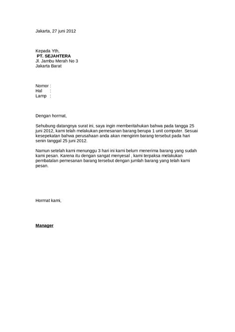 contoh surat perjanjian pemesanan barang contoh surat resmi