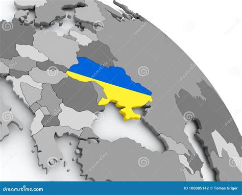 Map Of Ukraine With Flag On Globe Stock Illustration Illustration Of