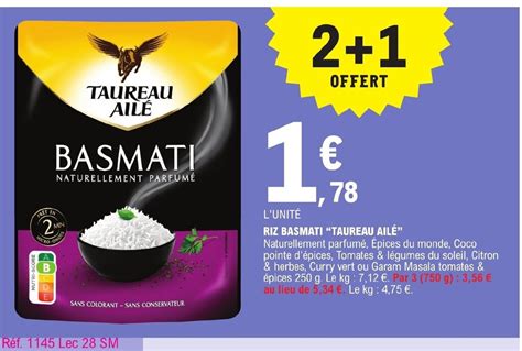 Promo Riz Basmati Taureau Ail Chez E Leclerc