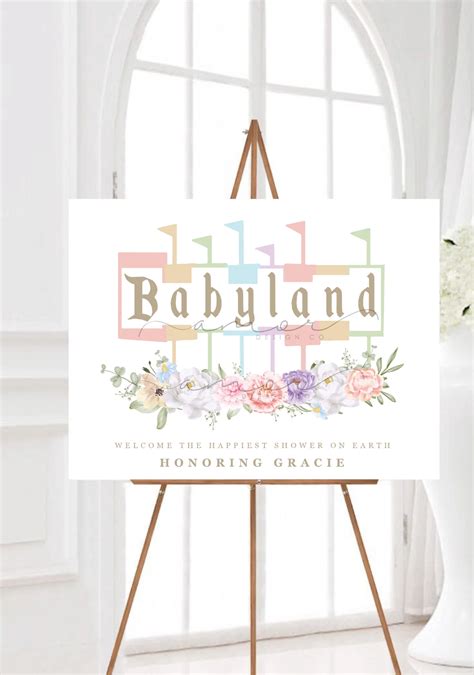 Digital Babyland Baby Shower Welcome Sign Modern Minimal Muted