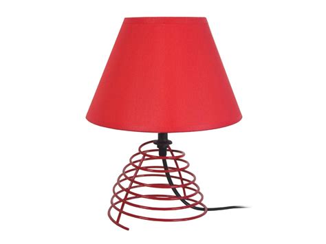 TORTILLON Lampe de chevet conique métal rouge