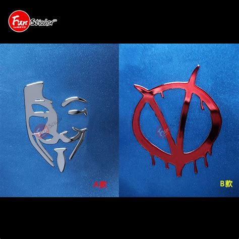 Metal Sticker V Shaped Killing Team Phantom Smiley Face Logo Logo