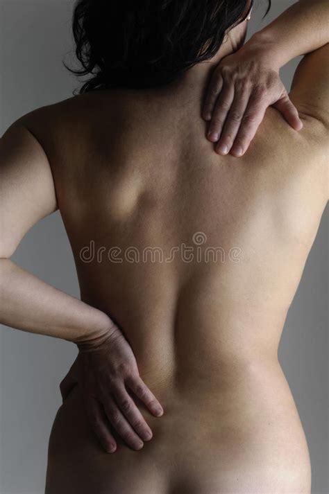 One Nude Woman With A Back Pain Stock Image Image Of View Shadow