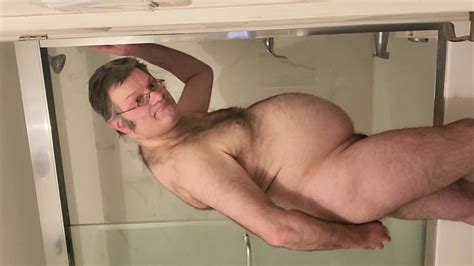 Naked Martin Lavallée Sodomizes Himself With A Large Dildo In A Black Cage