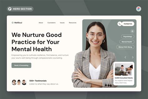 Wellsoul Psychology And Counselling Hero Section Figma Template Design