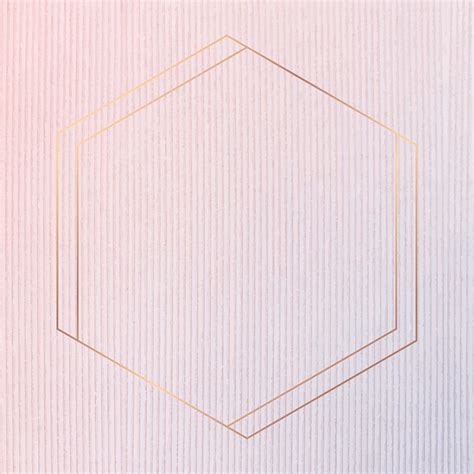 Hexagon Gold Frame On Pink Premium Vector Rawpixel