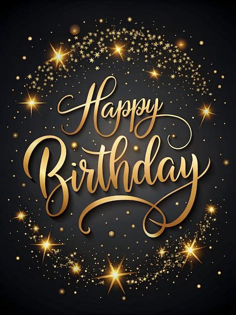 Elegant black and gold background with cursive handwritten Happy ...
