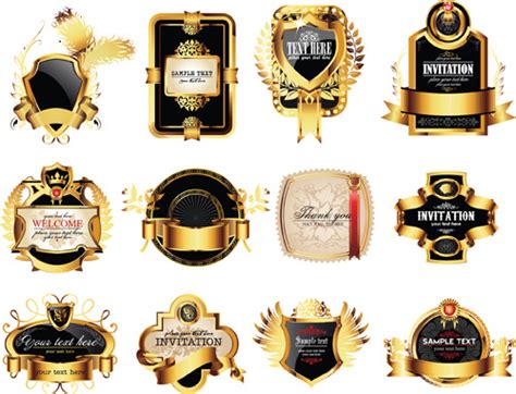 Set Of Gold Luxury Labels Design Elements Vector Vectors Graphic Art