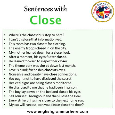 Sentences with Close, Close in a Sentence in English, Sentences For ...