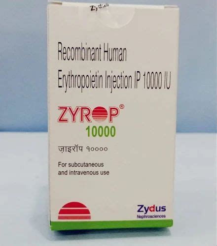 Zydus Zyrop Recombinant Human Erythropoietin Injection At Rs Box In