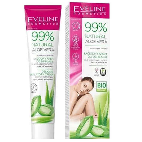 Depilatory Cream Eveline Natural Aloe Vera For Arms Legs And Bikini Zone EBag Bg