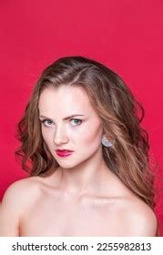 Brunette Girl Long Wavy Hair Beautiful Stock Photo 2255982813 Shutterstock