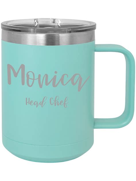 Personalized 15oz Powder Coated Mug With Lid Custom Engraved Etsy