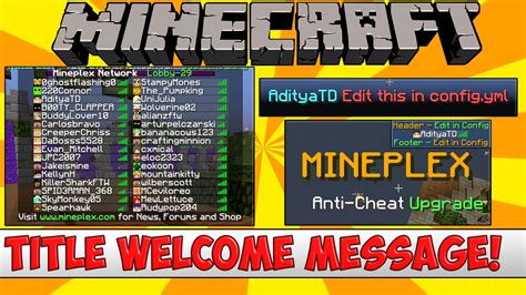 Minecraft Plugin Tutorial Title Welcome Message Youtube