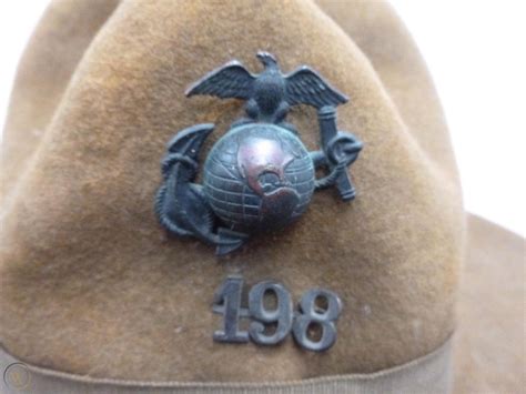 WWI P1912 US MARINE CORPS CAMPAIGN HAT WITH EMBLEM, UNIT NUMERALS AND ...